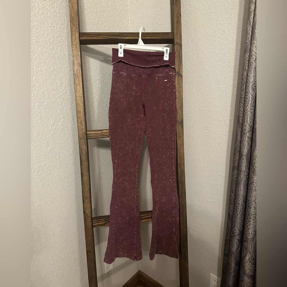 PINK Victoria's Secret Burgundy Flare Wide Leg Jeans